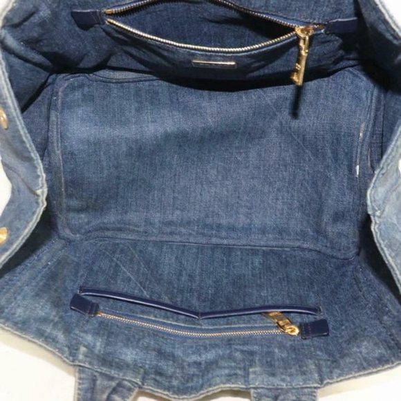 Prada Dark Rinse Canapa Way Style Satchel Tote Or Cross Body Shoulder Bag - Picture 2 of 8